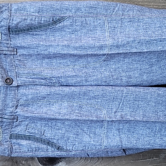 Pilcro Linen Wide Straight Leg Pants Blue Size 4 - Picture 7 of 16